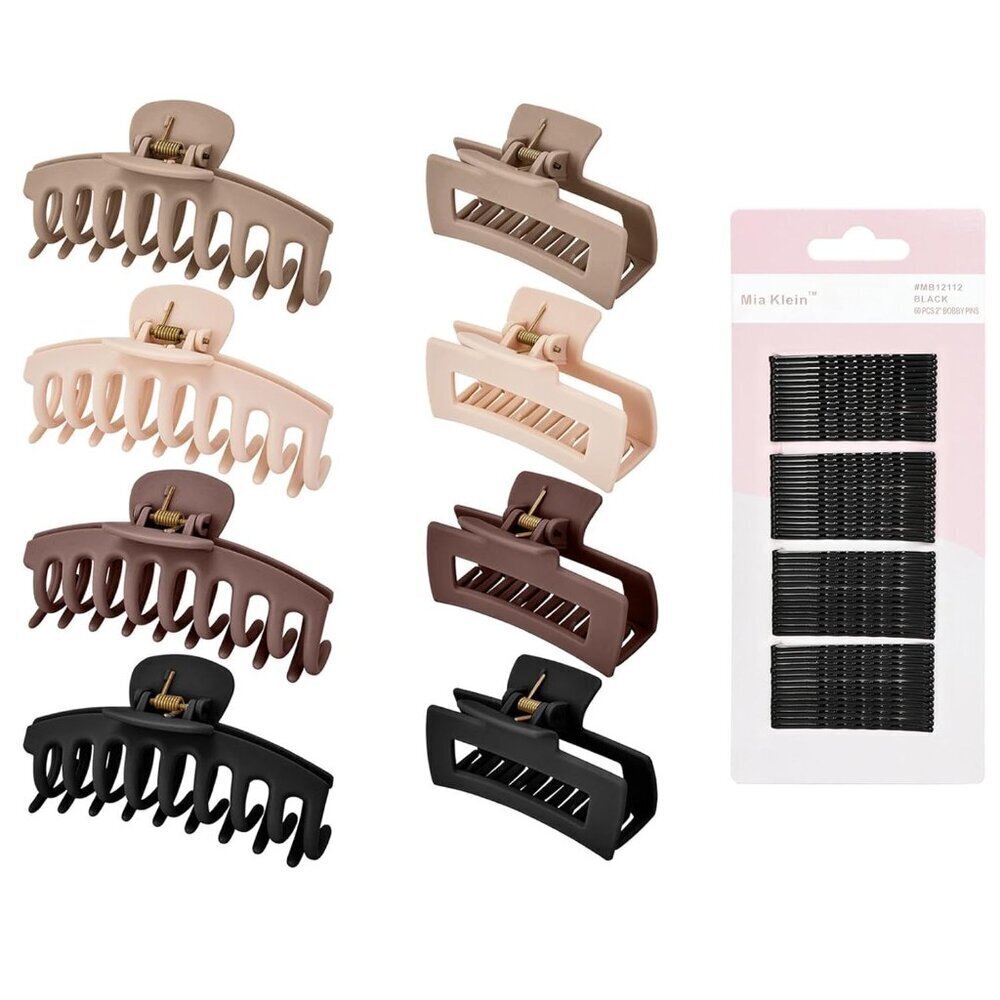 Hair Clips Set Matte Non-Slip Claw Clips Bobby Pins All Hair Types